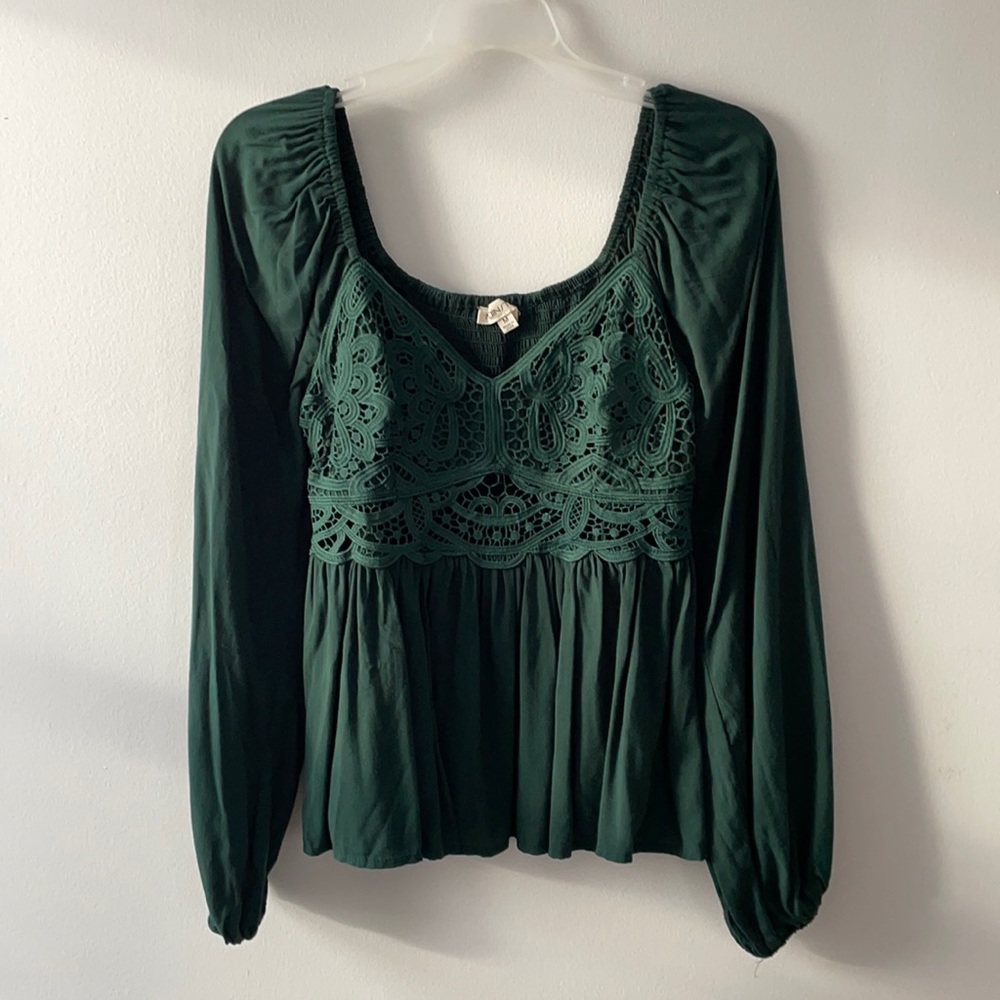 Green peasant top